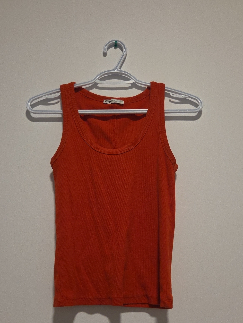 Zara Orange-Red Ribbed Tank Top